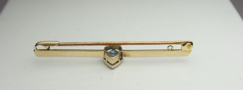 AQUAMARINE 15CT GOLD PLATINUM BAR BROOCH CIRCA 1920 - ADDITIONAL PHOTO 2