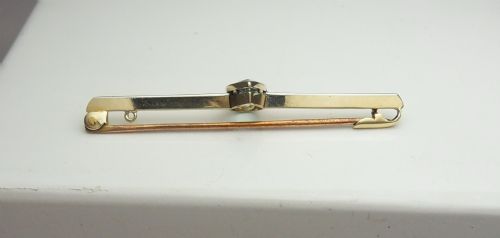 AQUAMARINE 15CT GOLD PLATINUM BAR BROOCH CIRCA 1920 - ADDITIONAL PHOTO 4