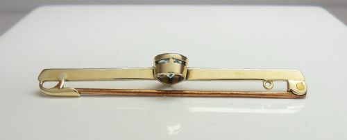 AQUAMARINE 15CT GOLD PLATINUM BAR BROOCH CIRCA 1920 - ADDITIONAL PHOTO 6