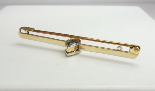 AQUAMARINE 15CT GOLD PLATINUM BAR BROOCH CIRCA 1920 - ADDITIONAL PHOTO 7