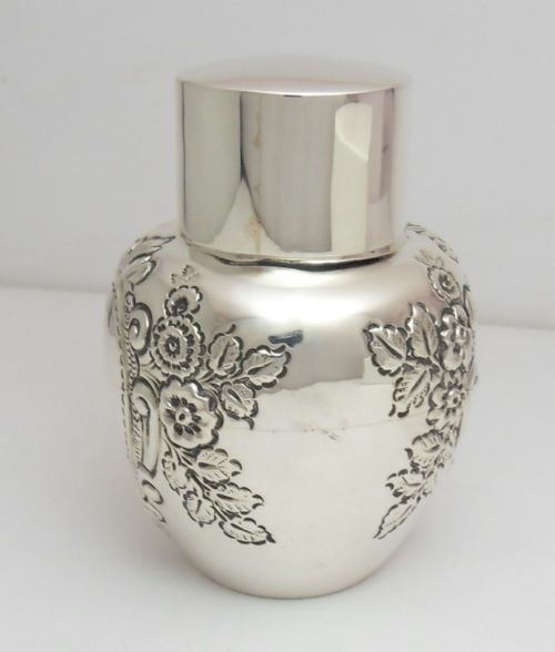 EXQUISITE VICTORIAN SILVER TEA CADDY LONDON 1896 - ADDITIONAL PHOTO 1