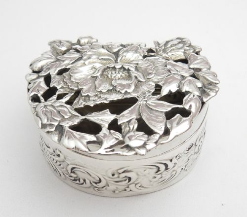 rare silver potpourri box london 1906 - CATEGORY: ANTIQUE SILVER - DATED EDWARDIAN