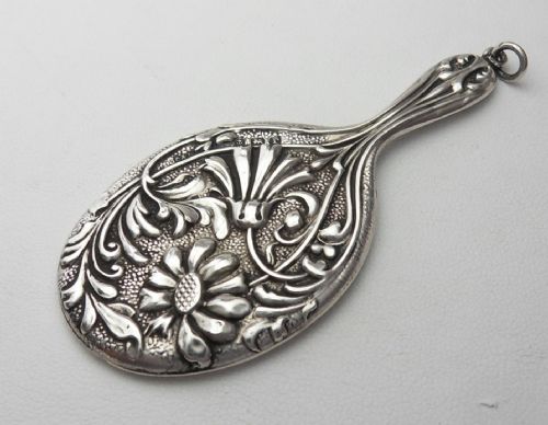 STUNNING FLORAL DESIGN CHATELAINE MIRROR BIRMINGHAM 1916 - ADDITIONAL PHOTO 2