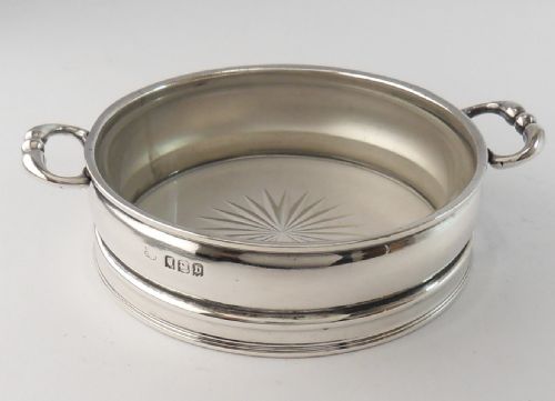 superb silver glass butter caviar dish london 1917 - CATEGORY: ANTIQUE SILVER - DATED 1920