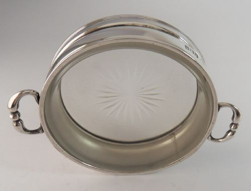 SUPERB SILVER GLASS BUTTER CAVIAR DISH LONDON 1917 - ADDITIONAL PHOTO 3