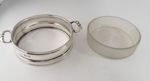 SUPERB SILVER GLASS BUTTER CAVIAR DISH LONDON 1917 - ADDITIONAL PHOTO 5