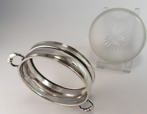SUPERB SILVER GLASS BUTTER CAVIAR DISH LONDON 1917 - ADDITIONAL PHOTO 8