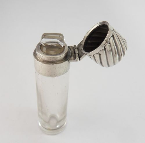 VICTORIAN SILVER GLASS SCENT BOTTLE BIRMINGHAM 1893 - ADDITIONAL PHOTO 1