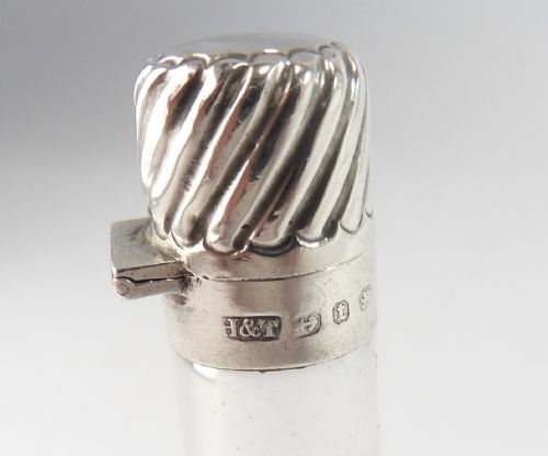 VICTORIAN SILVER GLASS SCENT BOTTLE BIRMINGHAM 1893 - ADDITIONAL PHOTO 3