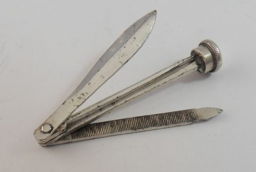 SILVER CASED PIPE TOOL SET LONDON 1937 BY SAMPSON MORDAN - ADDITIONAL PHOTO 6