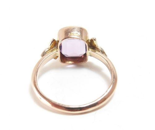 9CT GOLD AMETHYST SEED PEARL RING BIRMINGHAM 1917 - ADDITIONAL PHOTO 7