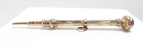 victorian 9ct gold retractable pencil - CATEGORY: ANTIQUE MISCELLANEOUS - DATED VICTORIAN