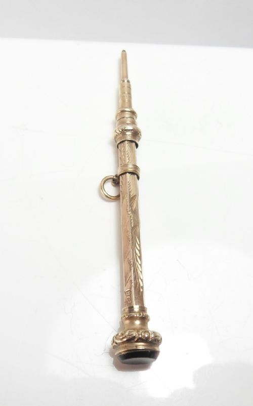 VICTORIAN 9CT GOLD RETRACTABLE PENCIL - ADDITIONAL PHOTO 2