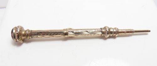 VICTORIAN 9CT GOLD RETRACTABLE PENCIL - ADDITIONAL PHOTO 4