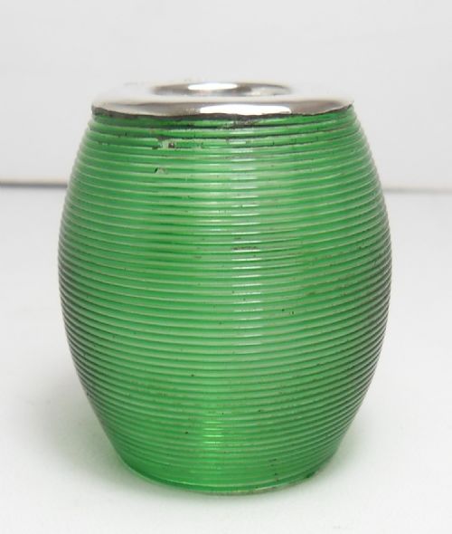 RARE GREEN GLASS MATCH STRIKER SILVER RIM LONDON 1901 - ADDITIONAL PHOTO 3