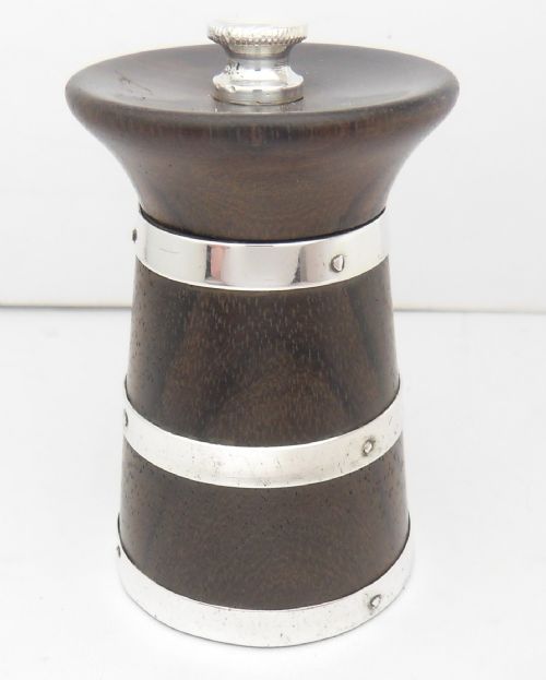 silver mounted fruit wood pepper mill london 1900 - CATEGORY: ANTIQUE SILVER - DATED VICTORIAN