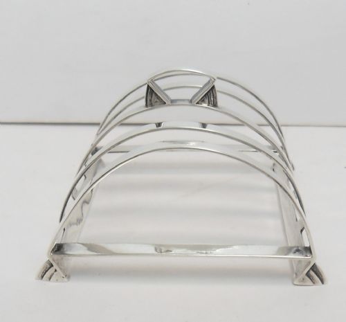 SUPERB ART DECO SILVER TOAST RACK BIRMINGHAM 1934 - ADDITIONAL PHOTO 2