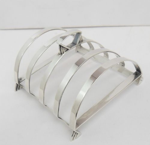 SUPERB ART DECO SILVER TOAST RACK BIRMINGHAM 1934 - ADDITIONAL PHOTO 4