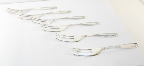 CASED SET OF 6 SILVER CAKE FORKS BIRMINGHAM 1927 - ADDITIONAL PHOTO 2