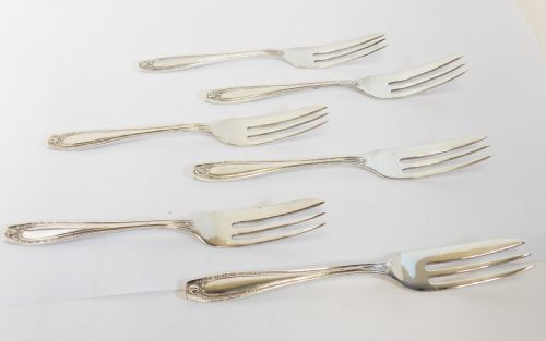 CASED SET OF 6 SILVER CAKE FORKS BIRMINGHAM 1927 - ADDITIONAL PHOTO 6