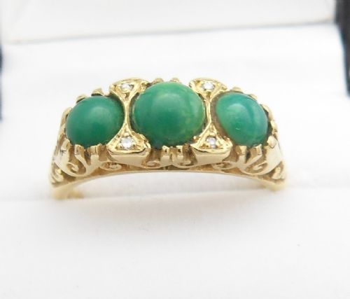 18CT GOLD TURQUOISE DIAMOND SET RING CHESTER 1959 - ADDITIONAL PHOTO 2