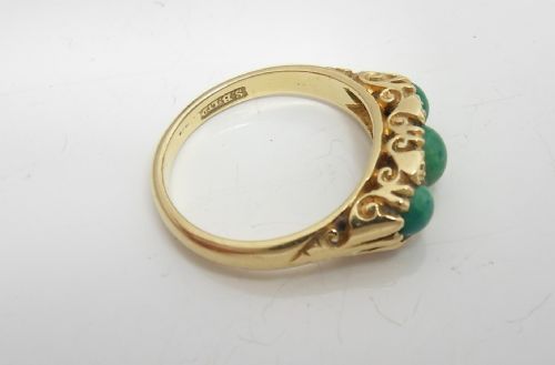18CT GOLD TURQUOISE DIAMOND SET RING CHESTER 1959 - ADDITIONAL PHOTO 6