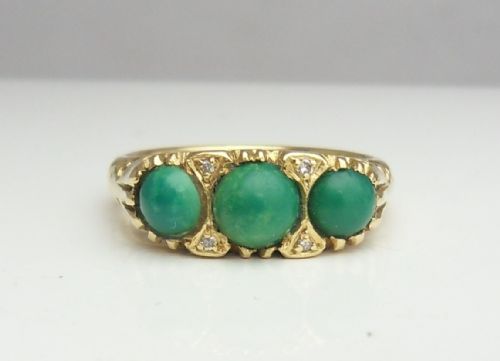 18CT GOLD TURQUOISE DIAMOND SET RING CHESTER 1959 - ADDITIONAL PHOTO 8