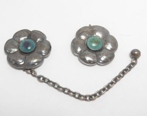 ARTS CRAFTS CLOAK CLASP RUSKIN ENAMEL STONES BIRMINGHAM 1904 - ADDITIONAL PHOTO 1