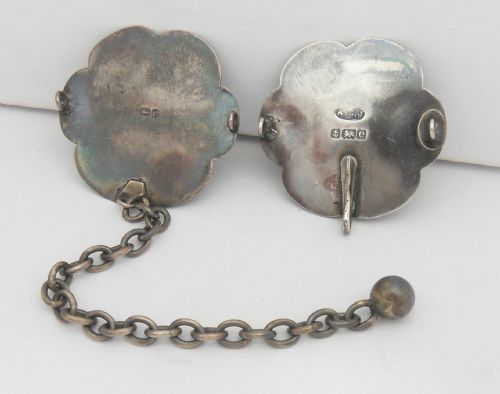 ARTS CRAFTS CLOAK CLASP RUSKIN ENAMEL STONES BIRMINGHAM 1904 - ADDITIONAL PHOTO 2