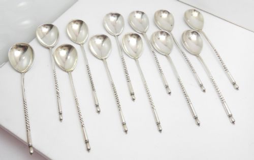 SET OF 12 RUSSIAN IMPERIAL SILVER SPOONS MARKED 1892 - ADDITIONAL PHOTO 1
