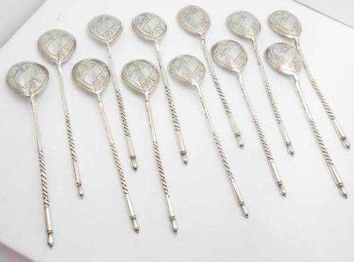 SET OF 12 RUSSIAN IMPERIAL SILVER SPOONS MARKED 1892 - ADDITIONAL PHOTO 2