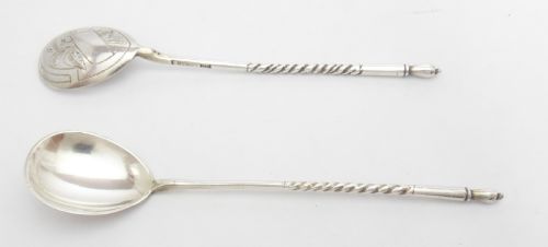 SET OF 12 RUSSIAN IMPERIAL SILVER SPOONS MARKED 1892 - ADDITIONAL PHOTO 4