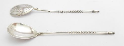 SET OF 12 RUSSIAN IMPERIAL SILVER SPOONS MARKED 1892 - ADDITIONAL PHOTO 6