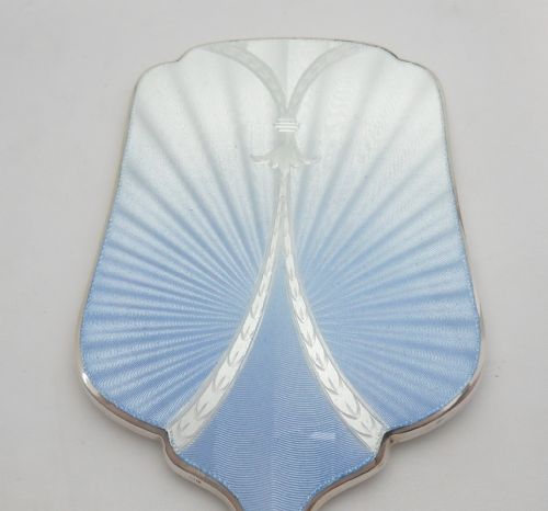 SILVER GUILLOCHE ENAMEL MIRROR BIRMINGHAM 1939 - ADDITIONAL PHOTO 1