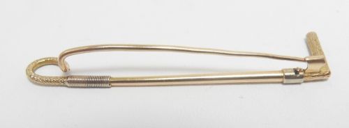 15CT GOLD' RIDING CROP' STOCK PIN BROOCH CIRCA 1920 - ADDITIONAL PHOTO 1