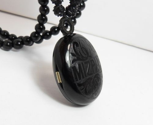 SUPERB VICTORIAN CARVED JET 'MIZPAH' MOURNING LOCKET NECKLACE - ADDITIONAL PHOTO 3