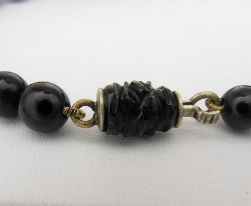 SUPERB VICTORIAN CARVED JET 'MIZPAH' MOURNING LOCKET NECKLACE - ADDITIONAL PHOTO 8