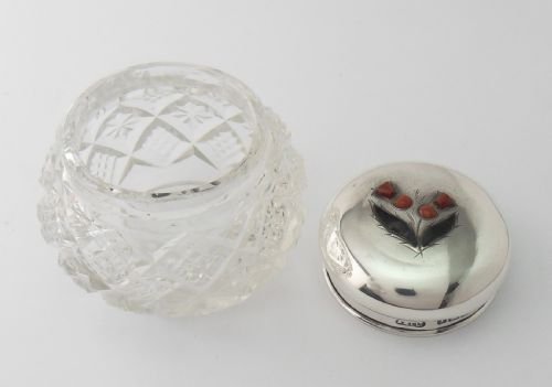 AGATE SET SILVER CUT GLASS POT BIRMINGHAM 1906 - ADDITIONAL PHOTO 4