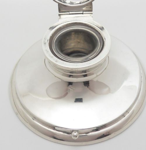 SILVER INKWELL WITH STAMP DRAWER BIRMINGHAM 1907 - ADDITIONAL PHOTO 5