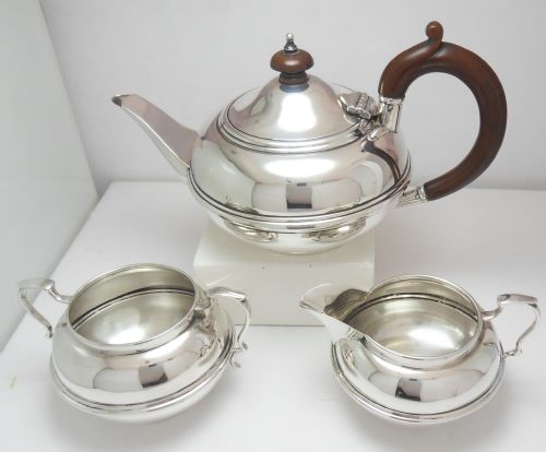 FINE SILVER ART DECO 3PIECE TEA SET LONDON 1922 - ADDITIONAL PHOTO 2