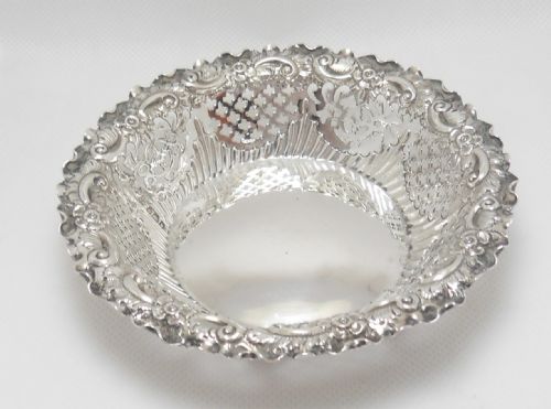 victorian silver bon bon dish sheffield 1894 - CATEGORY: ANTIQUE SILVER - DATED VICTORIAN