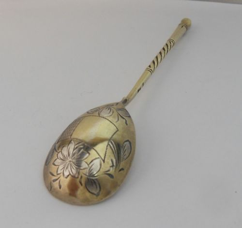 silver gilt russian spoon import marks 1908 1926 - CATEGORY: ANTIQUE SILVER - DATED 1910