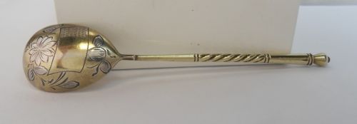 SILVER GILT RUSSIAN SPOON IMPORT MARKS 1908 1926 - ADDITIONAL PHOTO 3