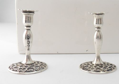pair of silver miniature candlestick by w comyns 1891 - CATEGORY: ANTIQUE SILVER - DATED VICTORIAN