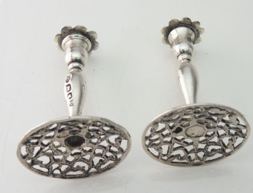 PAIR OF SILVER MINIATURE CANDLESTICK BY W COMYNS 1891 - ADDITIONAL PHOTO 5