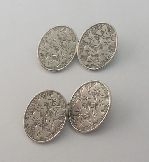 handsome victorian silver cufflinks birmingham 1894 - CATEGORY: ANTIQUE JEWELLERY - DATED VICTORIAN