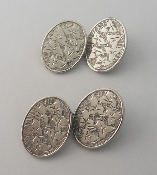 HANDSOME VICTORIAN SILVER CUFFLINKS BIRMINGHAM 1894 - ADDITIONAL PHOTO 1