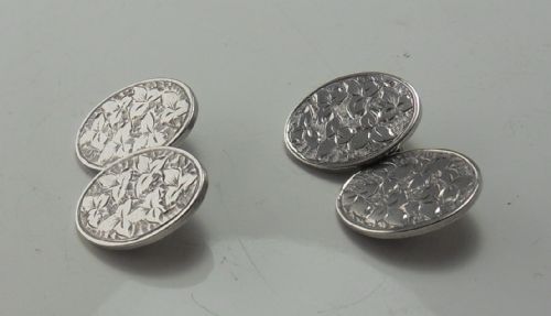 HANDSOME VICTORIAN SILVER CUFFLINKS BIRMINGHAM 1894 - ADDITIONAL PHOTO 2