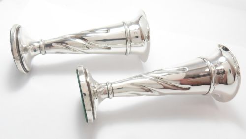 PAIR OF SILVER SWIRL STEM VASES BIRMINGHAM 1904 - ADDITIONAL PHOTO 2
