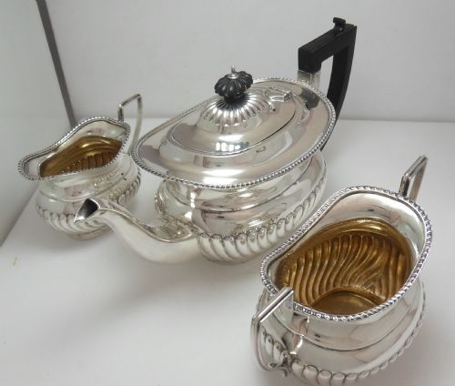 SUPERB SILVER 3PIECE TEA SET HALLMARKED CHESTER 1906 - ADDITIONAL PHOTO 2